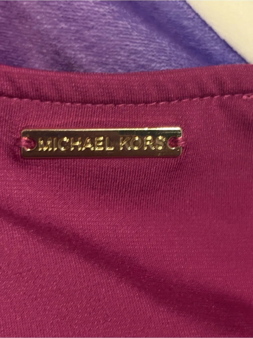Michael Kors Fuchsia Satin-Look Tank with Gold Logo Plate